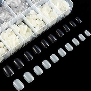 Maitys 1000 Pcs Children False Nail Tips Acrylic Nail Short Full Cover Fake Nails 10 Sizes with Clear Plastic Cases Artificial Fingernail Decoration for Kids Girls