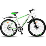 Vaux Ibex Cycle for Men with Double Disc Brakes & Front Suspension, 27.5T Single Speed MTB Bicycle for Adults with Hi-Ten Steel Frame, Double Alloy Rims & Ralson Tyres, for Age Group 15+ Years(Green)