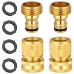 3 Sets Garden Hose Quick Connect,Solid Brass Quick Connector Garden Hose Fitting 3/4 Inch GHT,No-Leak Water Hose Male Female Connector