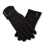 Tomorrow Women Cute design Plush Fur Cuff Winter Gloves Warm Windproof Cold Resistant Warm Snuggle Season Gloves: Cozy Comfort, Touchscreen Magic (Winter's Luxe Essential) (Black)