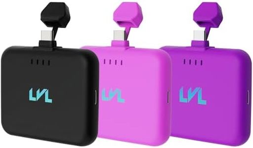 LLEVVELL LVL Spark Charger - 3 Pack- Midnight Black - Hot Pink - Deep Purple USB C 2500mAh Power Bank Portable Charger Bundle