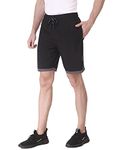 FITINC N.S Lycra Black Shorts for Men with Zipper Pockets & Knee Design