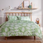 Olivia Rocco Leaves Printed Duvet Cover Set Hotel Quality Reversible Pattern Quilt Bed Cover Sets with Pillowcase, Sage Green Single