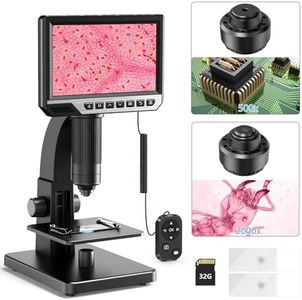 HAMOPY 2000X LCD Digital Microscope with Remote Control, 1080P Coin Microscope with 32GB Card, 7'' IPS Display Biological Microscope, 10 LED Lights, PC View, Photo/Video, Compatible for Windows/Mac/OS