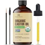 Botanic Hearth Castor Oil | USDA Certified Organic |100% Pure & Hexane Free | Cold Pressed | Growth for Eyelashes, Eyebrows, Hair | With Eyebrow & Eyelash Brush | 2fl oz