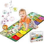 Rodzon Toys for 1-4 Year Old Boys Girls, Musical Play Mat with 9 Piano Keyboard, Piano Dance Mat Built in 19 Sounds & Recording Function for Toddlers Infant Kids Birthday Gifts Present Early Education