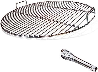 huanniu-304 Grille de Barbecue Ronde en Acier Inoxydable avec poignée, diamètre 54,5 cm pour Barbecue au Charbon de Bois de 57 cm e.g Weber, avec Pince à Barbecue