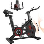 SogesPower Exercise Bike,Indoor Cycling Bike with LED Strip Effect Design,Magnetic Resistance Stationary Cycle Bike with Heavy Flywheel, Comfortable Seat Cushion and Upgraded LCD Monitor for Home/Gym Use