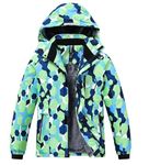 MoFiz Boy's Ski Jacket Windproof Waterproof Windbreak Thicken Fleece Hooded Warm Winter Snow Snowboarding Coat for Kids (Ls-Green,10-12 Years)