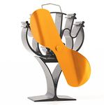 VODA New designed 2 Blades Heat Powered Stove Fan for Wood/Log Burner/Fireplace - Eco Friendly(Gold)
