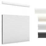 Unishades Top Down Bottom Up Cellular Shades Cordless Blackout Light Blocking Honeycomb Shades Pleated Blinds Size 21" W × 48" H, White - Blackout