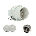 Astberg SILENT MIXFLOW INLINE DUCT COMBO 150MM/6 (AF150 530CMH, 2 6" DIFFUSER, 1 6" OUTER COWL) Inline fan/Duct fan/Cowl with Mesh/Chimney Cowl/Vent cap/Inline Duct Ventilation System Accessories