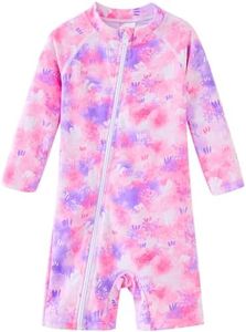 UMELOK Baby Girl Swimwear Infant Bathing Suit Rash Guard Swimwear UPF 50+ Sun Protection Swimsuit Rashguard Sunsuit Pink, Tie Dye-12-18M