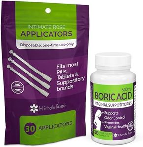 Intimate Rose Boric Acid Vaginal Suppositories - 30 Count (600mg) + 37 Applicators - Feminine Balance, Vaginal Odor, Promote Vaginal Health