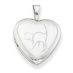 925 Sterling Silver Polished Patterned Engravable Spring Ring Not engraveable 16mm Cat Love Heart Photo Locket Pendant Necklace Jewelry for Women