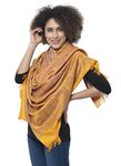 Weavers Villa - Women's Faux Pashmina Silk Paisley Design Shawls, Stoles (Mustard), 100cm X 200cm