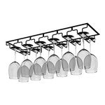 AcornFort W-604 6 Slots 12 Cups Metal Black Under Cabinet Hanging Wine Champagne Glass Goblets Stemware Rack Holder