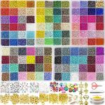 32400pcs Glass Seed Beads for Jewelry Making Kit, 120 Colors 3mm Small Beads Kit Bracelet Beads with Letter Evil Eye Beads Jump Rings & Charms Pendants for Bracelets Making, DIY, Art and Craft