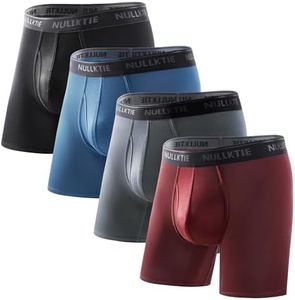 Nullktie Men's Ultra Soft Boxer Briefs with Fly, Breathable Mens Underwear, Moisture Wicking, No Ride Up