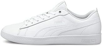 PUMA Women's Smash v2 Leather Sneaker, White/White, US 9