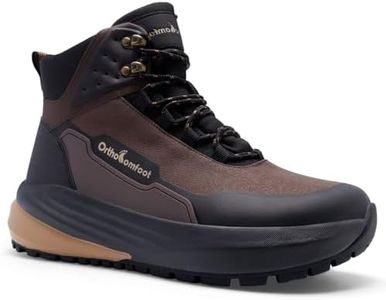 Men's Orthopedic Wide Waterproof Hiking Boots: Comfortable Plantar Fasciitis Arch Support Diabetic Foot Pain Relief Trail Sneakers, Backpacking Travel Gowalk Training Walking Shoes Brown Size 10.5