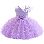 IDOPIP Flower Girl Butterfly Bowknot Tutu Dress for Kids Baby First Communion Wedding Party Dresses Toddler Little Princess Pageant Bridesmaid Birthday Baptism Prom Tulle Gowns Purple 12-18 Months