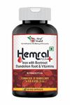 Hiral Health’s Hemral Plus Capsules - Chelated Iron Supplement for Women & Men with Vitamin C, B12 & Folic Acid - Anemia Relief, Menstruation & Menopause Support, Stress Relief- 60 Veg Capsules