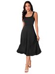 TESSAVEGAS, Women's & Girl's MIDI Maxi Sleeveless Dress Black