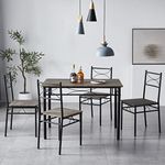 mcc direct Dining Table and Chairs Set Metal Wood Effect Table Dining Set 4 Chairs Silvia (Avola Grey)