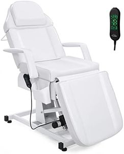 OmySalon Fully Electric Salon Facial Bed Chair, Multi-Purpose Massage Tattoo Lash Waxing Table, Height Backrest Footrest Adjustable, for Beauty Barber Spa (White)