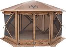 Gazelle Tents™ G6 Cool Top 6-Sided Portable Gazebo, Easy Pop-Up Hub Screen Tent, Waterproof, UV Resistant, 8-Person & Table, Badlands Brown, 91” x 139” x 123”, GG620BR