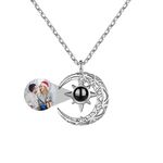 Custom Photo Projection Necklace Picture Inside Fun Nanotechnology Projection Necklace With Moon Pendant |Romantic Gifts For Anniversary Christmas (style 2)