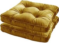 Wadser 2 Pack Velvet Seat Cushions for Dining Chair Square Home Office Chair Pads Soft Floor Pillows Tatami Yoga Meditation Pads, Gold, 15.7x15.7x2.4