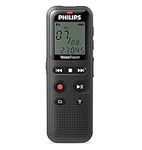 Philips VoiceTracer DVT1160 Audio Recorder - Voice Activation Function, Mono WAV/ADPCM, 8GB, One Touch Operation, USB PC Connection, Black