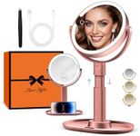 B Beauty Planet Makeup Mirror with Lights, Lighted Magnifying Mirror 30X with 3 Lighting and Adjustable Brightness, 2-Sided Height Adjustable Vanity Mirror for Bathroom, Gifts for Women Rose Gold