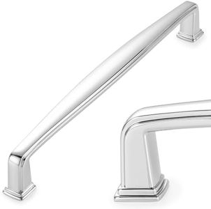 KOOFIZO Square Foot Cabinet Arch Pull - Chrome Furniture Handle, 6.3 Inch/160mm Screw Spacing, 10-Pack for Kitchen Cupboard Door, Bedroom Dresser Drawer, Bathroom Furniture Hardware