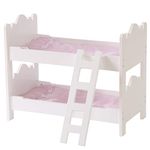 Wooden Doll Bunk Bed Dolls Furniture Doll Bed with Ladder and Bedding Set Fit up to 20 Inch Dolls for Kids