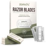 Zomchi Double Edge Razor Blades 2.0, 100 Counts Safety Razor Blades for Shaving, Platinum Stainless Steel Shaving Blades for Men and Women, Fits All Standard Double Edge Razors