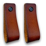 Brute Strength - Leather Handles for Furniture - Cognac - 2 pcs - 16,5 x 2,5 cm - Cabinet Handle, Door Handle for Kitchen, Bathroom, cabinets, Dresser, Wood