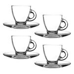 Ravenhead Entertain Set of 4 Glass Espresso Cup & Saucer Set, 8 CL