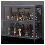 forestalk Gray Display Cabinet Curio Cabinet With Acrylic Doors, Figures And Curio Collection Display Case, Floor Standing Clear Showcase For Living Room Bedroom,80x32x140cm