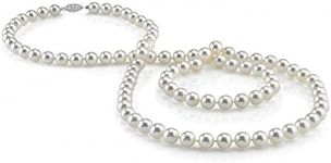 The Pearl Source 14K Gold 8-9mm AAAA Quality White Freshwater Cultured Pearl Necklace for Women in 36" Opera Length