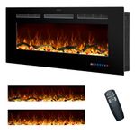 Rodalflame 36 Inches Electric Fireplace Inserts, Recessed and Wall Mounted Fireplace Heater for Indoor Use with Remote Control, 13 Color Flames with Log & Crystal, 9H Timer, 750/1500W