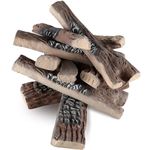 VEVOR 10 Pcs Gas Fireplace Logs, Large Ceramic Logs for Fireplace Decorative, Heat-Resistant Wood Log Gas Realistic Logs, Stackable Wood Branches for Gas Fireplace, Firebowl Indoor or Outdoor