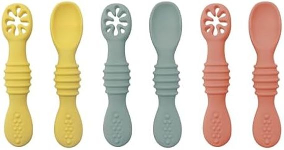 6 Piece. Silicone Baby Spoons for Baby Led Weaning. First Stage Utensils Supplies. Toddler Self Feeding Training Spoon. from 4 or 6 Months