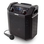 ION Audio Block Rocker Plus-Portable Bluetooth Speaker 100W W/Battery, Karaoke Microphone, AM FM Radio, Wheels & Telescopic Handle and USB Charging, Black