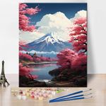 Paint by Numbers Kit for Adults Mt Fuji at Lake Kawaguchiko, DIY Paint by Numbers, Natural Landscape Paint by Numbers Kit Oil Painting Acrylic Painting Arts and Craft 16x20Inch Without Frame