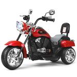 Costzon Kids Motorcycle Ride on Chopper Motorcycle, 3 Wheels Kids Ride on Toys, 6V Battery Power Wheels Motorcycle W/Horn, Headlight, Forward/Reverse Switch, Electric Motorcycle for Kids Boys (Red)