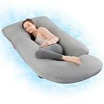 Wndy's Dream Pregnancy Pillow with Cooling Cover, Side J Type Full-Body Pillow for Back, Legs and Belly Support, Comfortable Slumber for Pregnant Women(Grey)