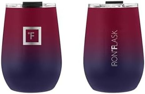 IRON °FLASK Insulated Wine Tumbler with Lid w/Leak-Proof Lid - Keeps Drinks Hot & Cold w/Double Walled, Vacuum Stainless Steel Exterior - Travel Cup - Dark Rainbow, 14 Oz, 2 pack